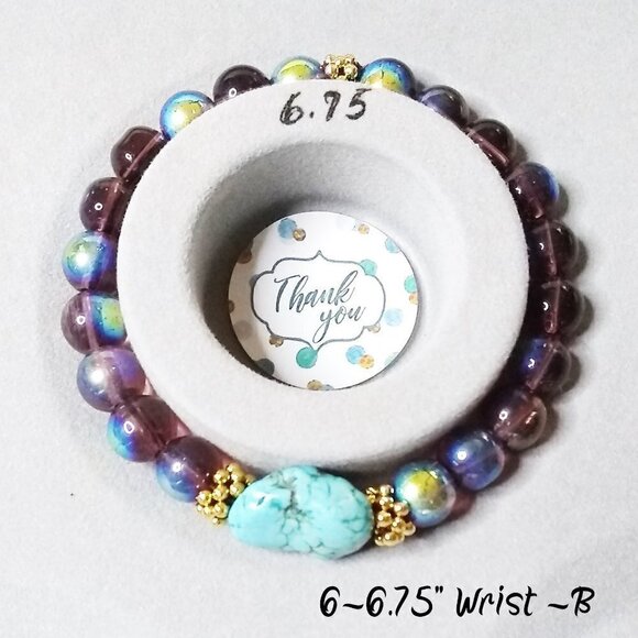 Flashy Beaded Stretch Bracelet! Turquoise Magnesite! Various Sizes - Pick Yours! - Picture 9 of 14